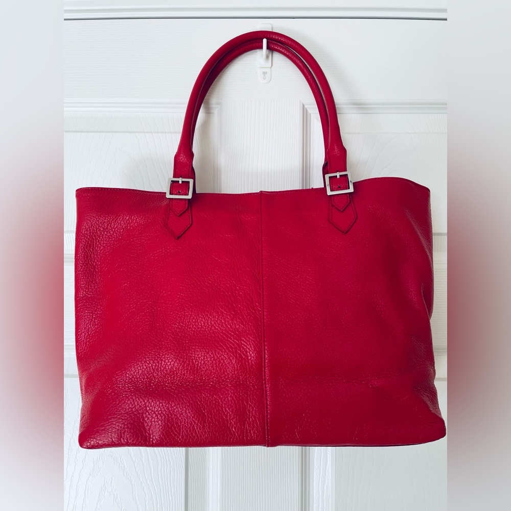 EUC ❤️ Brooks Brothers Red Pebbled Leather Tote